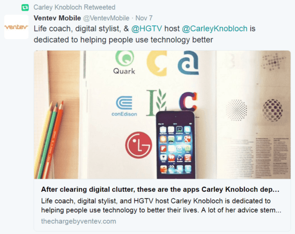 Carley Knobloch retweets Ventev
