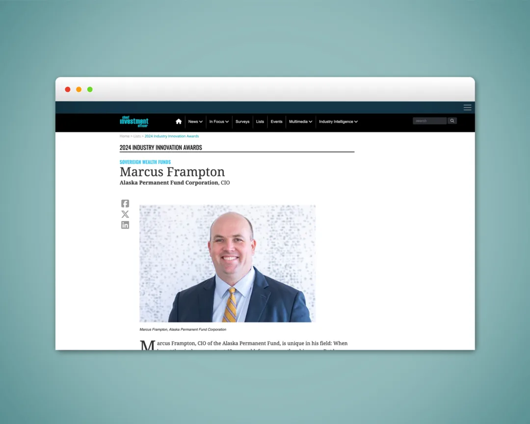 Chief Investment Officer media coverage for Alaska Permanent Fund Corporation
