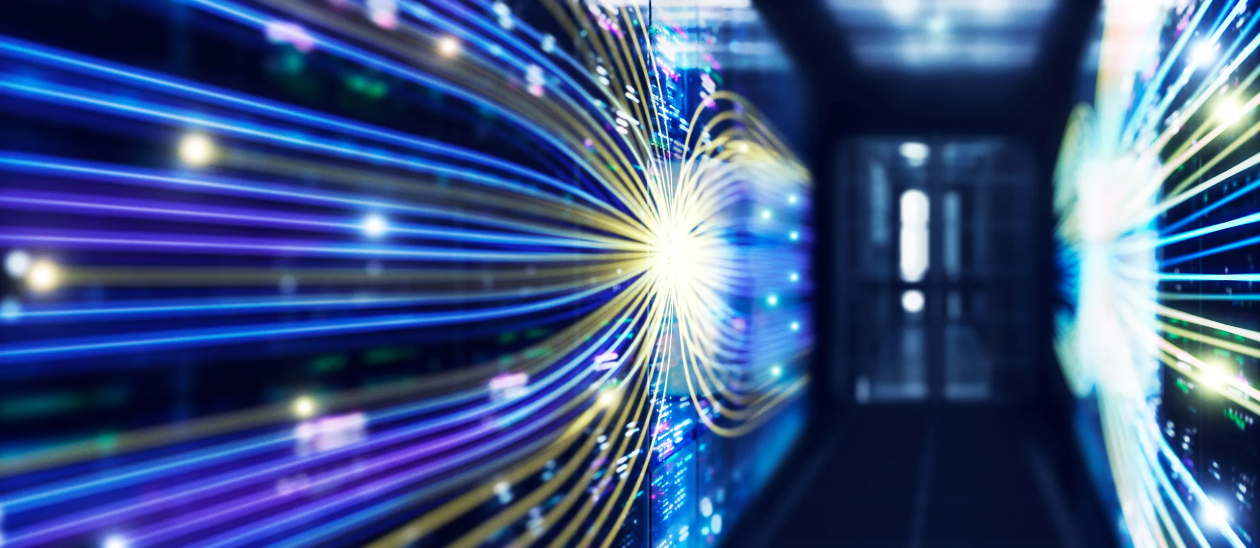 Image of technology of fiber optics and code for Flexential