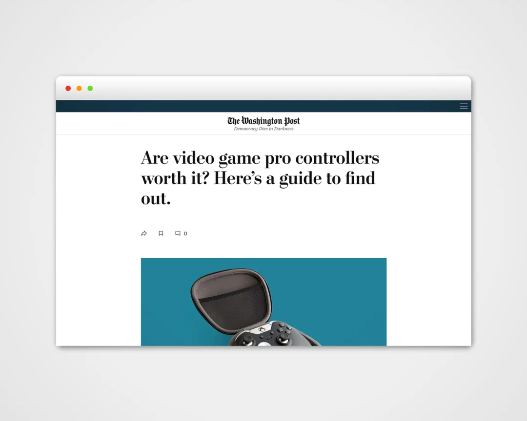 Washington Post media coverage Gregory obtained for SCUF Gaming